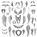KeyZone 36 Pcs Vintage Silver Plated Assorted Angel Wings Charms Pendants DIY for Jewelry Making and Crafting