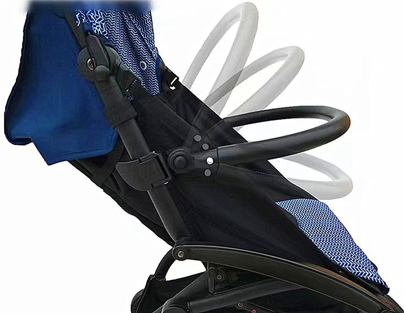Adjustable Angle Baby Stroller Bumper Bar, Armrest, Handle, Crossbar Accessories Just for BBZ YOYO Black Smooth Leather Cover