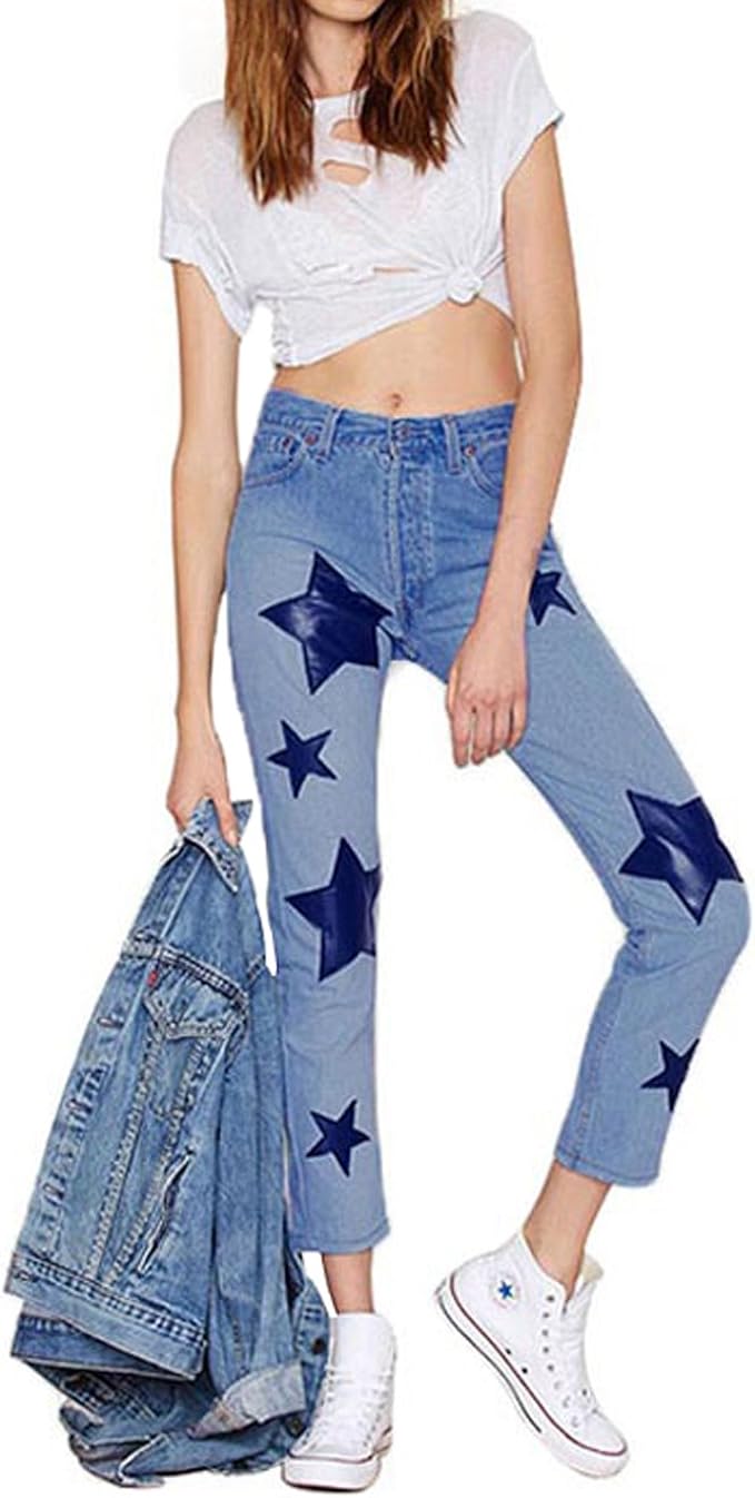 star print skinny jeans