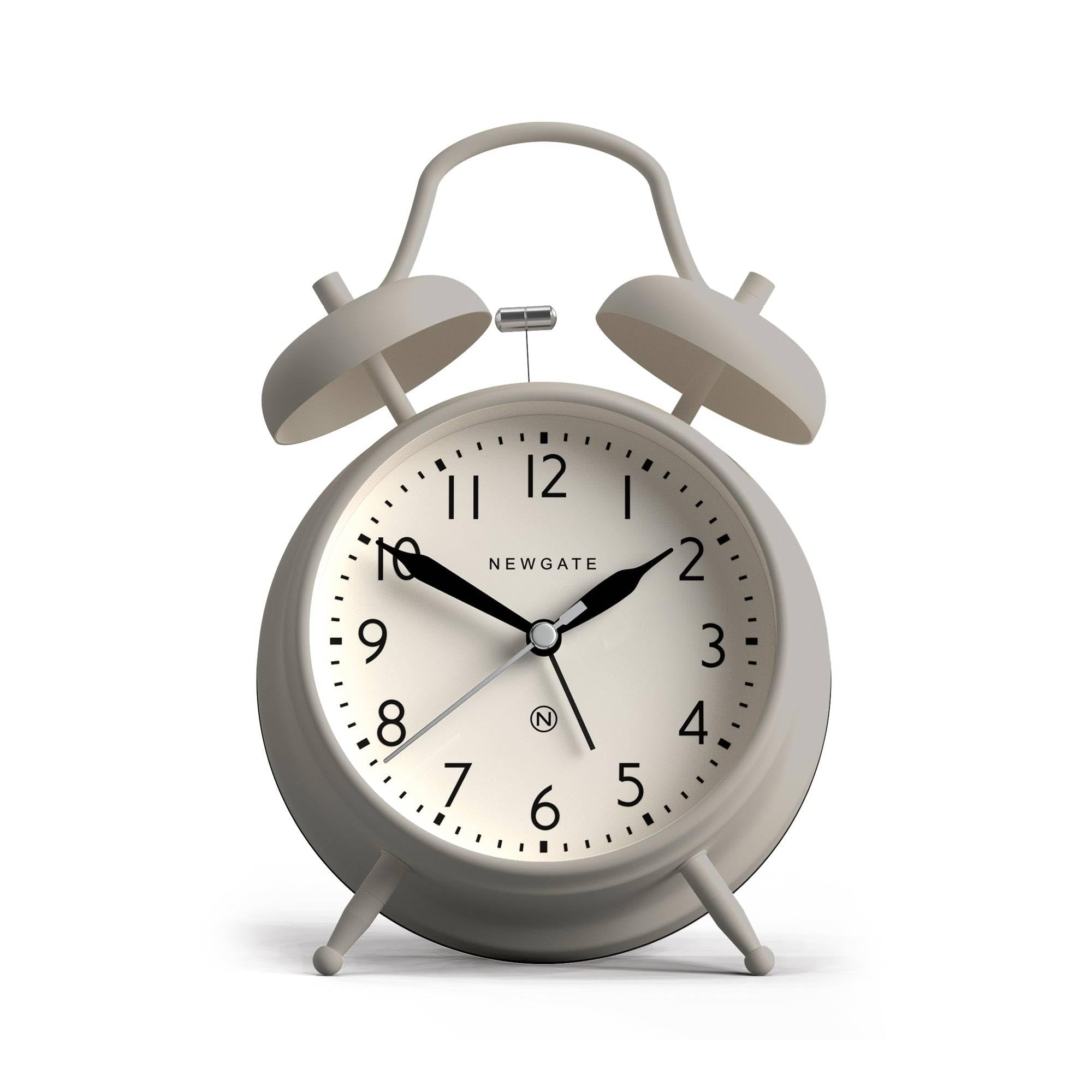 NEWGATE® Covent Garden alarm clock | Classic iconic twin bell clock | Grey | Easy to read numbers | Ideal for bedside, desk or shelf | Contemporary vintage bedroom & office accessory