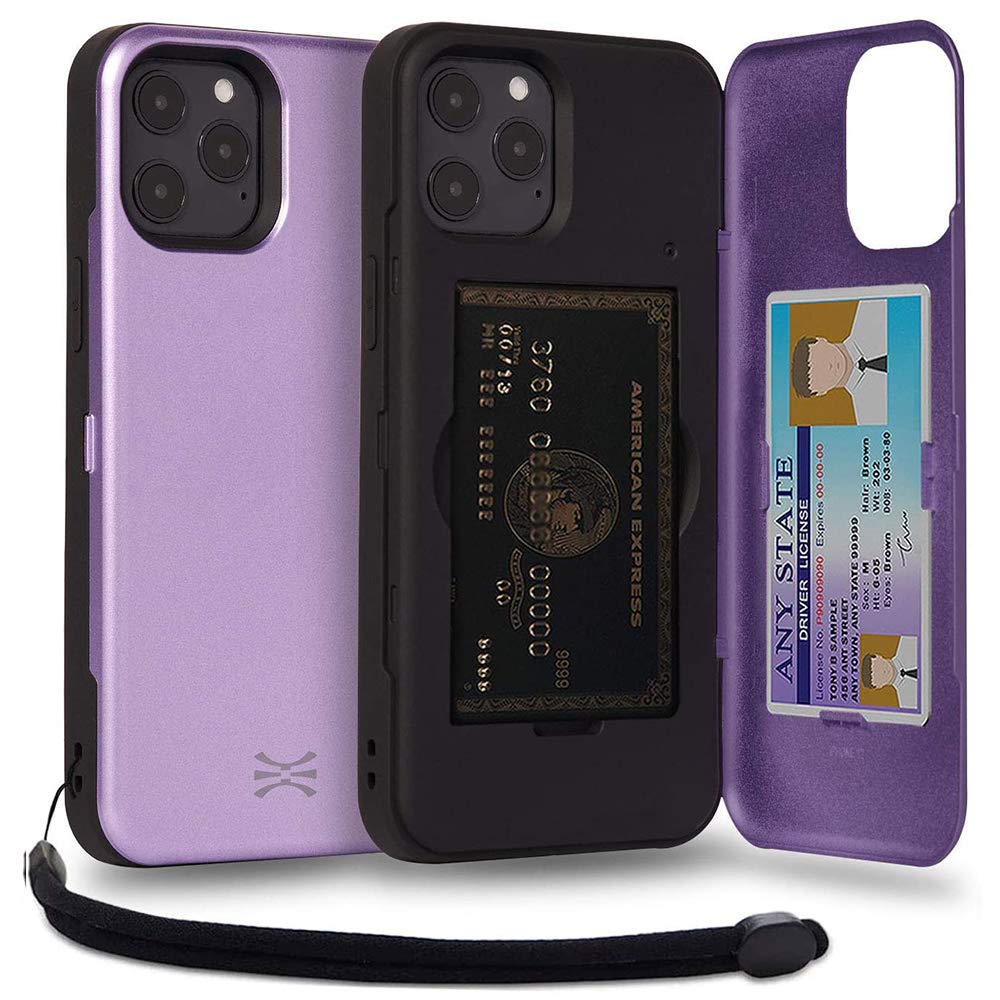 TORU CX PRO for iPhone 12 Pro Max Case Wallet | Protective Shockproof Heavy Duty Cover with Hidden Card Holder & Card Slot | Mirror & Wrist Strap Included - Purple — image 1
