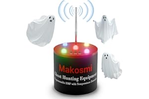 Makosmi Ghost Hunting Equipment, Paranormal Equipment EMF Meter with 5 Sensitivity Levels and Temperature Detection Battery P