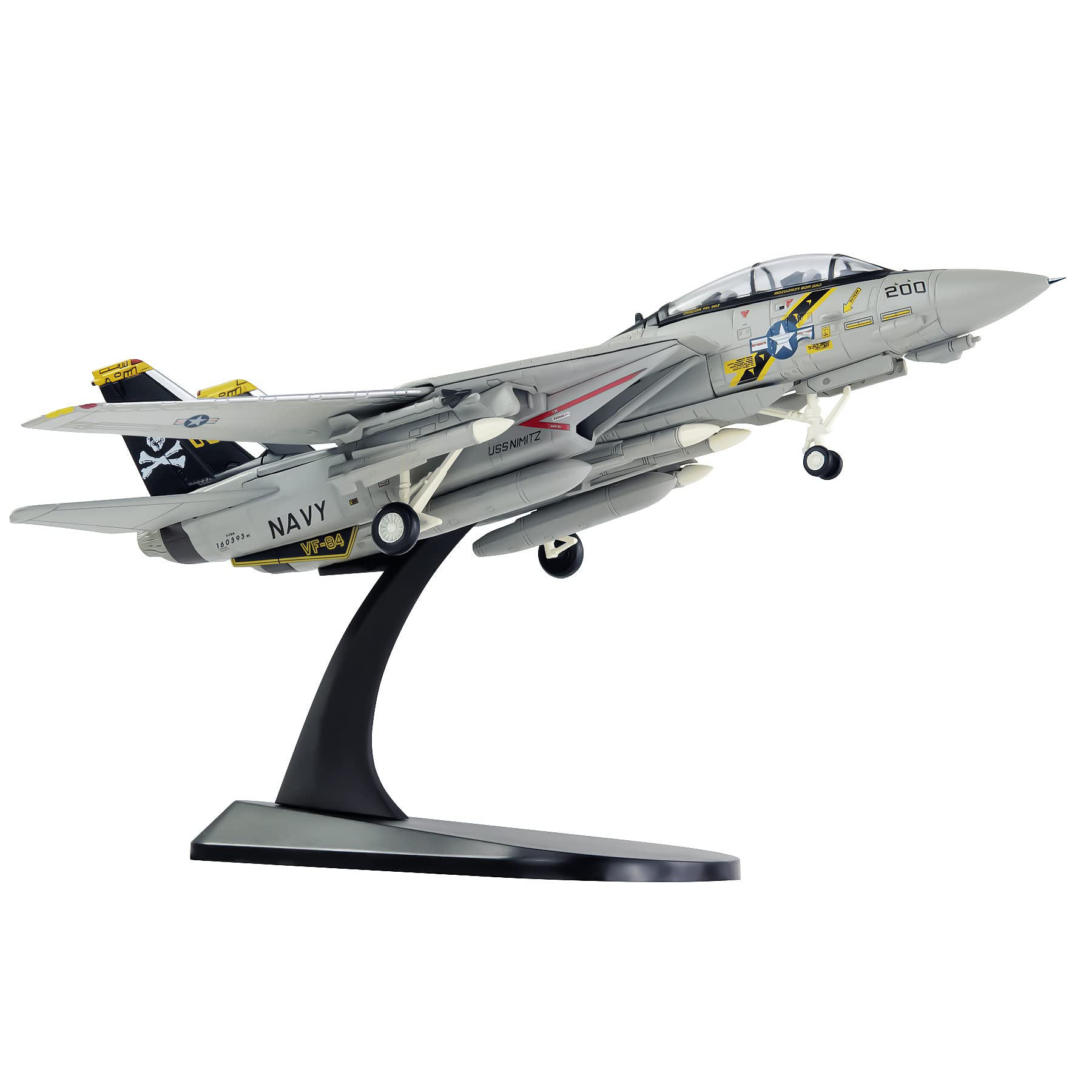 HANGOU Military Model Plane 1:100 F-14 Skull (Variable Wings) Fighter Aeroplane Models Metal Plane Model Die-Cast Aircraft Model for Collecting or Gifting