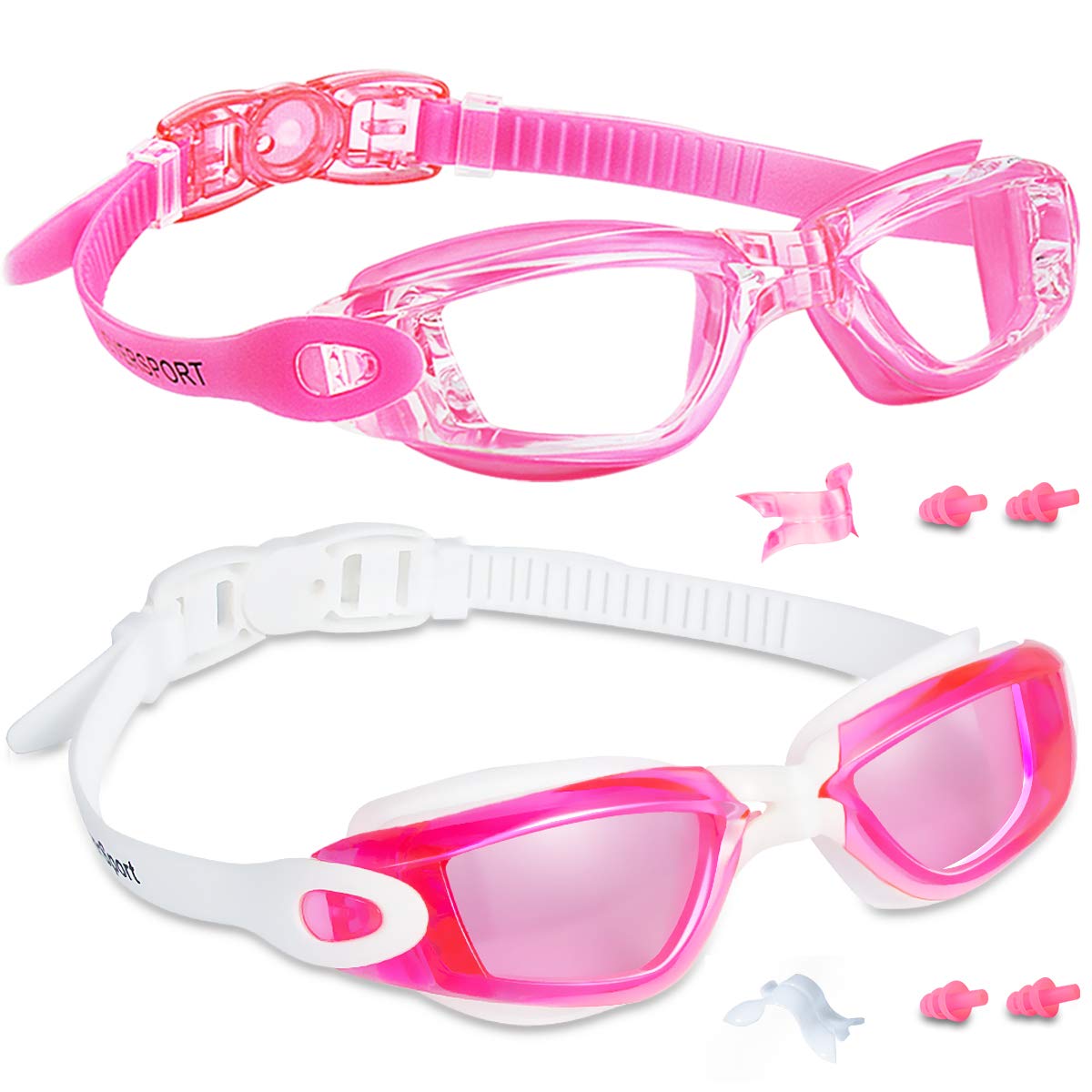 Photo 1 of EverSport Kids Swim Goggles, Pack of 2 Swimming Goggles for Children Teens, Anti-Fog Anti-UV Youth Swim Glasses Leak Proof for Age4-16