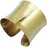 COUYA Silver Wide Grooved Cuff Bangle for Women Lady Stainless Steel Shiny Punk Bracelet