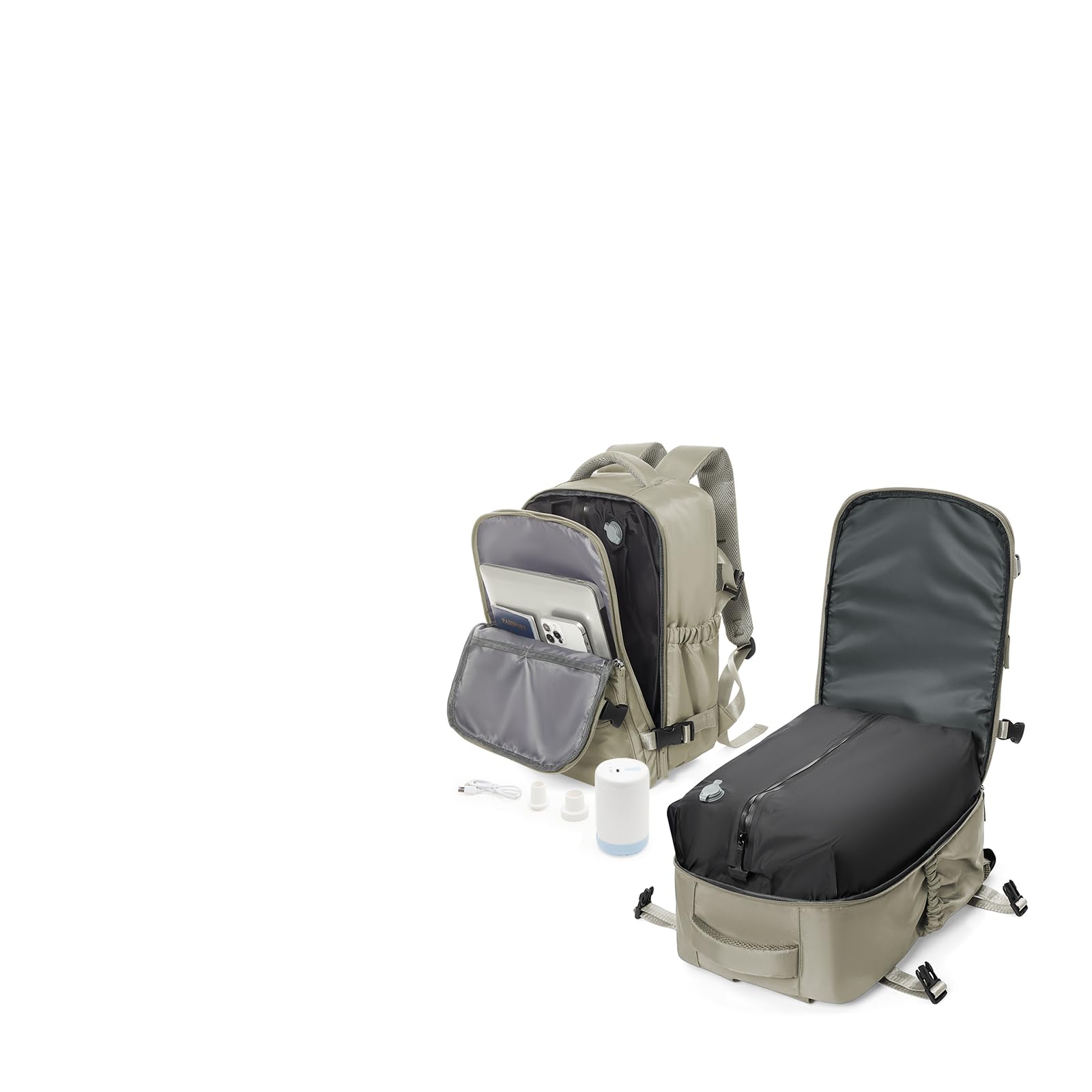 Photo 1 of winspansy Large Travel Backpack Storage Vacuum Compression Bags with Pump for Travel Storage Carry on Business Day Vacpack Backpack for Women Men with Vacuum College Bag Brown