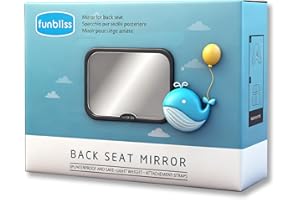 Funbliss Baby Car Mirror Safely Monitor Infant Child in Rear Facing Car Seat,Car Mirror Baby Rear Facing Seat，No Assembly Req