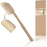 Natural Loofah with Handle,Back Scrubber for Shower Exfoliating Luffa On a Stick (1Pack)