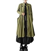 ellazhu Women's Coats Outerwear Mock Neck Zip Up Long Sleeve Side Pockets Oversized Maxi Hem GZ710 A