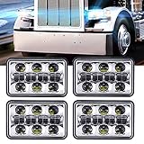 4pcs Dot approved 4x6 inch 60W Rectangular LED Headlights Hi/Lo Sealed Beam Replacement H4651 H4656 Hid Bulb Headlamps KW Kenworth T600 W900 T800 Truck Peterbilt 379 Chevy S10 Blazer RV Freightliner