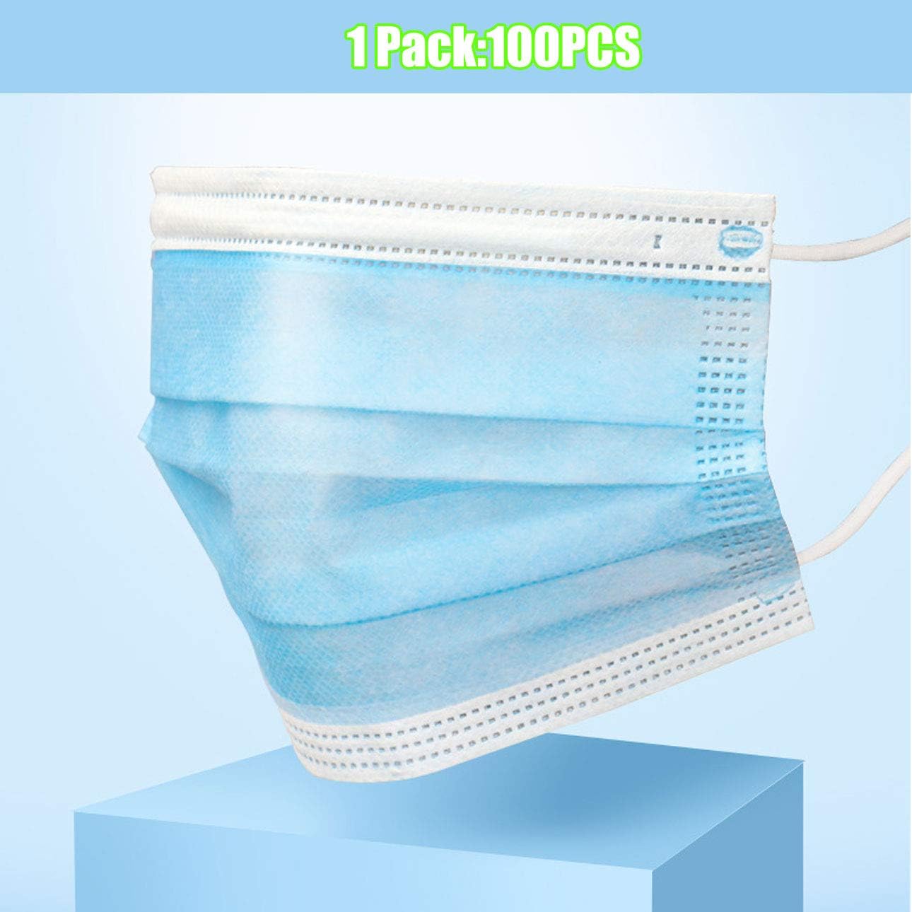 100 Pcs 3-Ply Disposable Face Mǎsks with Elastic Earloop Anti-Dust Mouth Cover,Anti- córōnǎvirǔs