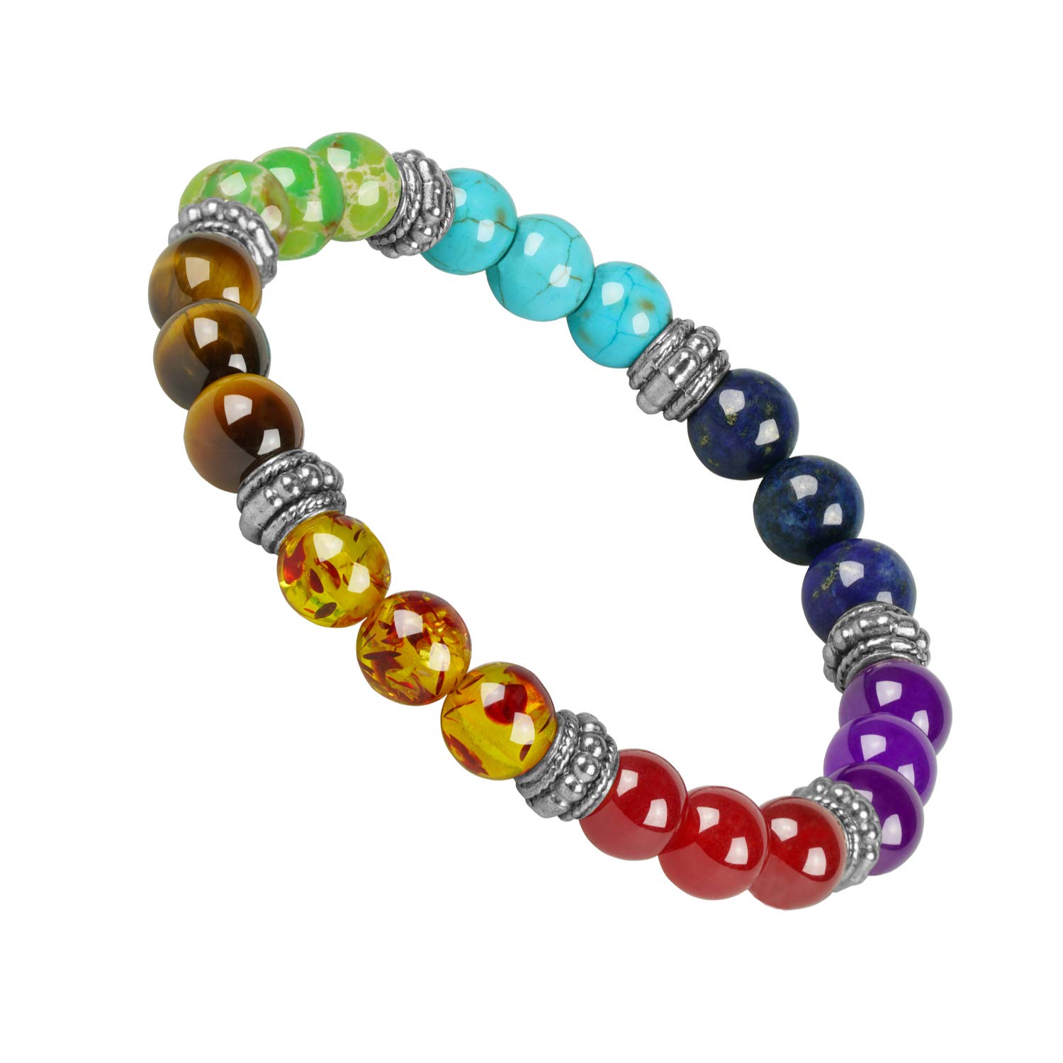 7 Chakra Lava Stone Braided Bracelet Crystal Healing Reiki Yoga Energy Adjustable Bangle Bracelet for Men and Women (CKL13)