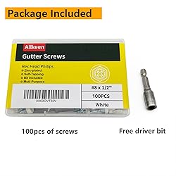 Allkeen #8 x 1/2" Self-Tapping Gutter Screws White