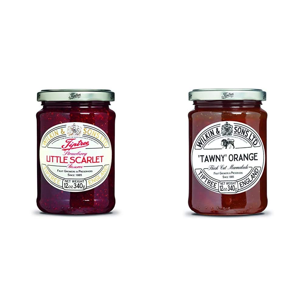 Tiptree Little Scarlet Strawberry Preserve, 12 Ounce Jar & Tawny Orange Marmalade, 12 Ounce Jar