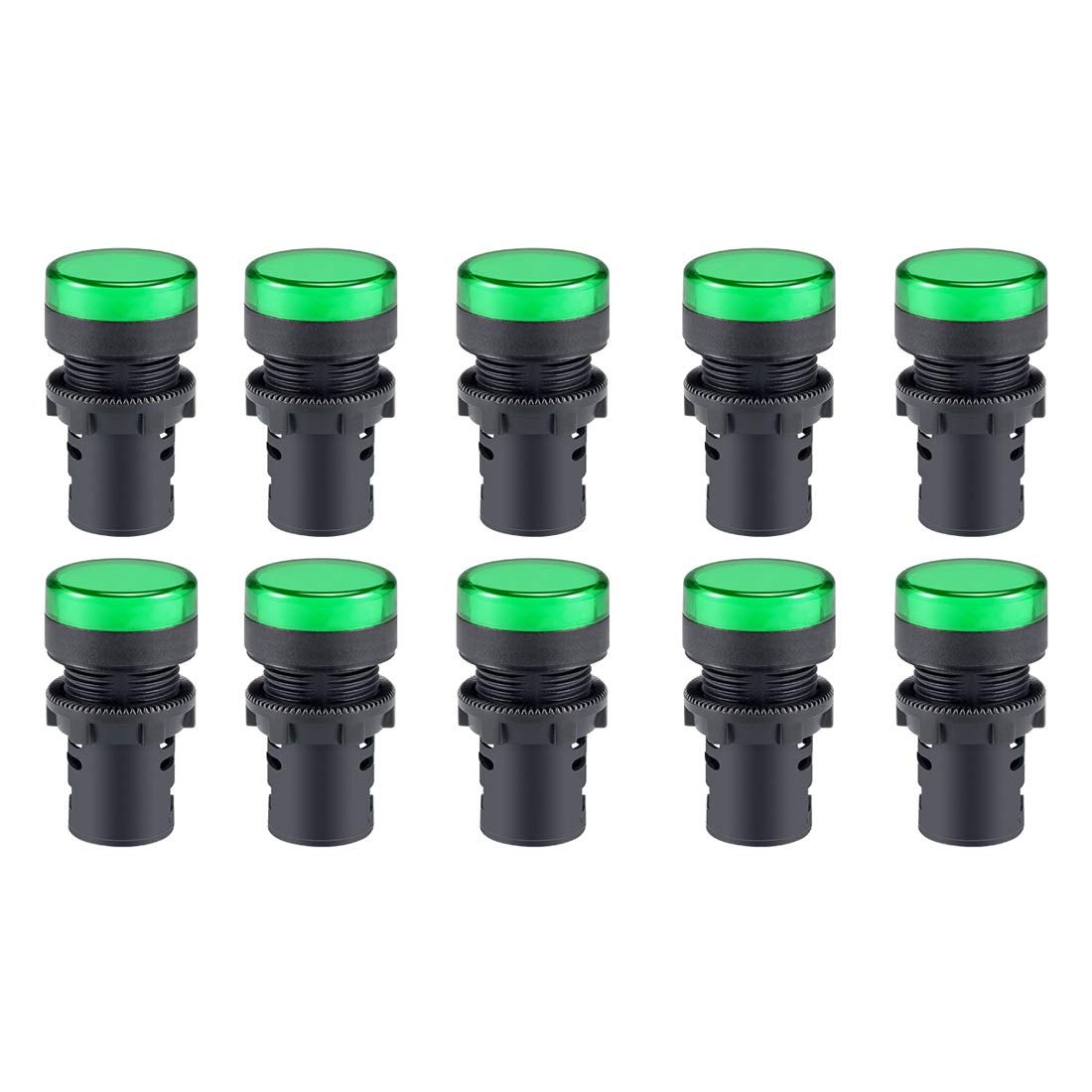 sourcing map 10Pcs Green Indicator Light AC/DC 12V, 22mm Panel Mount, for Electrical Control Panel, HVAC, DIY Projects