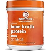 Zammex Pure Grass Fed Beef Bone Broth Protein Powder, 20g Protein, Hydrolyzed Collagen Supplement for Healthy Skin, Nails, Hair, Joints, Non-GMO, Gluten Free, Paleo & Keto Friendly, Great in Soup