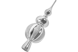 Artibetter Christmas Tree Topper Unique Glass Xmas Tree Finials Hand-Painted Treetop Glass Season Decorations, Beautiful, Classic Christmas Tree Hanging Ornaments Silver