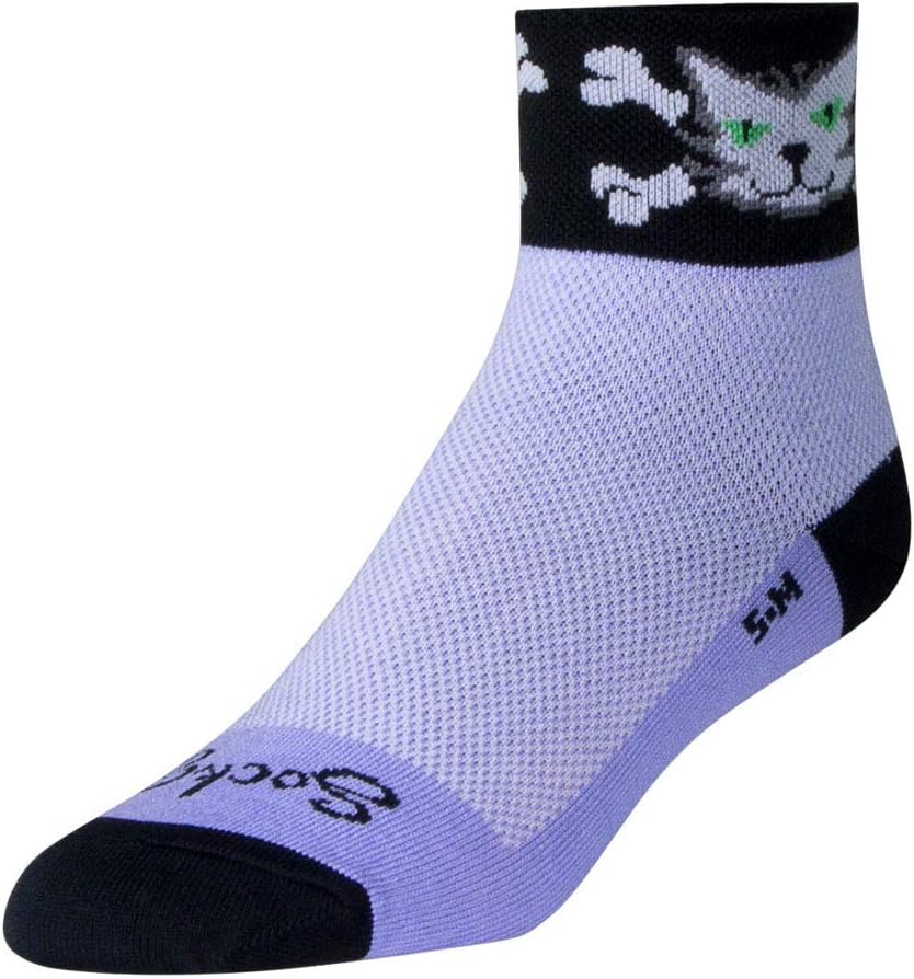 SockGuy, Classic Bad Kitty Womens Socks, cuff height 2", size S / M, Black/Pink : Cycling Socks : Clothing