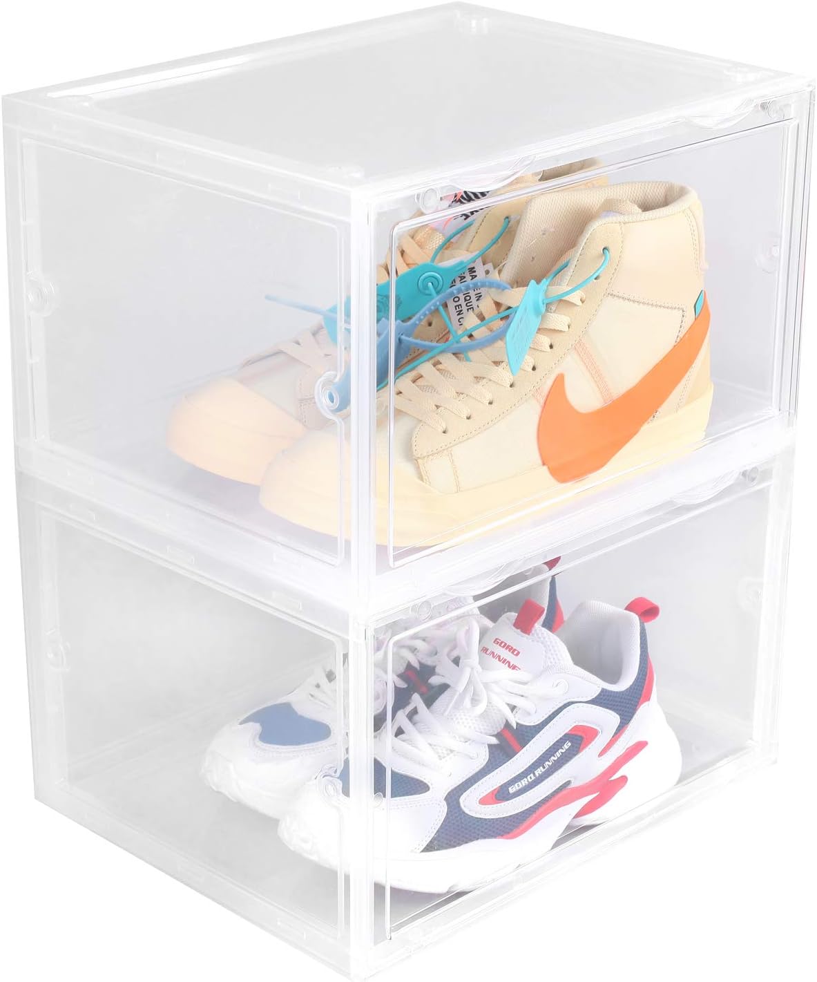 stackable clear shoe drawers on Home Kitchen Youdenova Shoe Boxes Pack Of 12 Shoe Storage Organizers Stackable Clear Plastic Sneaker Shoe Container For Closets And Entryway Boot Shoe Boxes