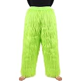 HAOAN Faux Fur Furry Green Pants Christmas Cosplay Warm Costume Props for Adult