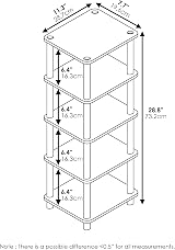 Furinno TURN-N-TUBE 4-Tier Narrow Storage Shelf with Bins, Espresso view 3
