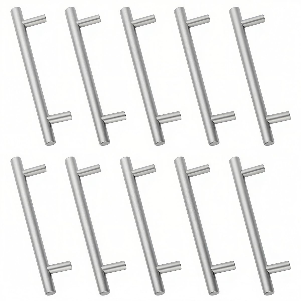 Drenky 10 Pack Silver Kitchen Cupboard Handles, Kitchen Door Handles Stainless Steel 160mm Hole Centre with Screws for Wardrobe Cabinet Drawer