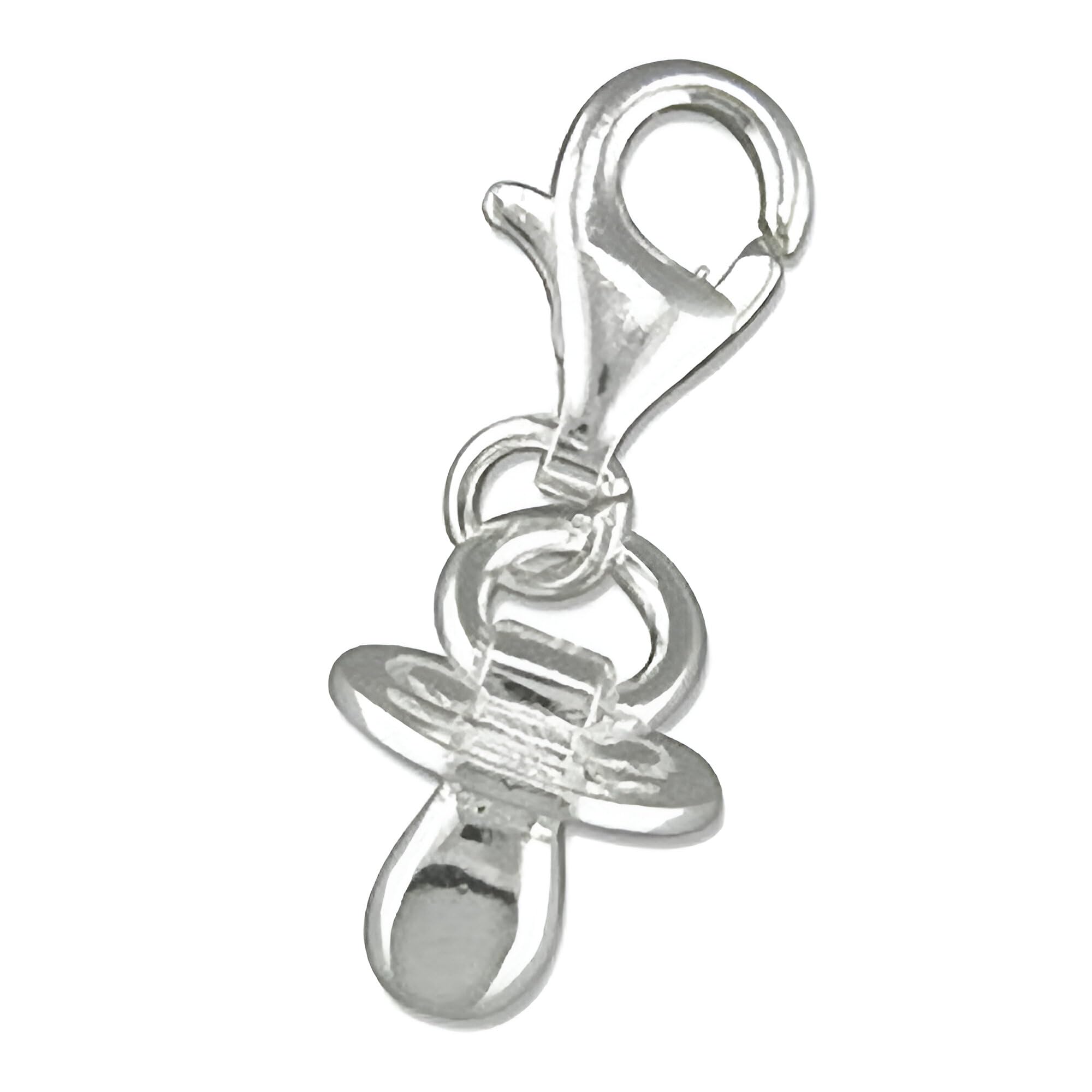 Baby's Dummy/Pacifier Sterling Silver Clip On Charm Pendant with Lobster Clasp for Women - Compatible with Thomas Sabo Charms Bracelet - Women's Clasp Charms