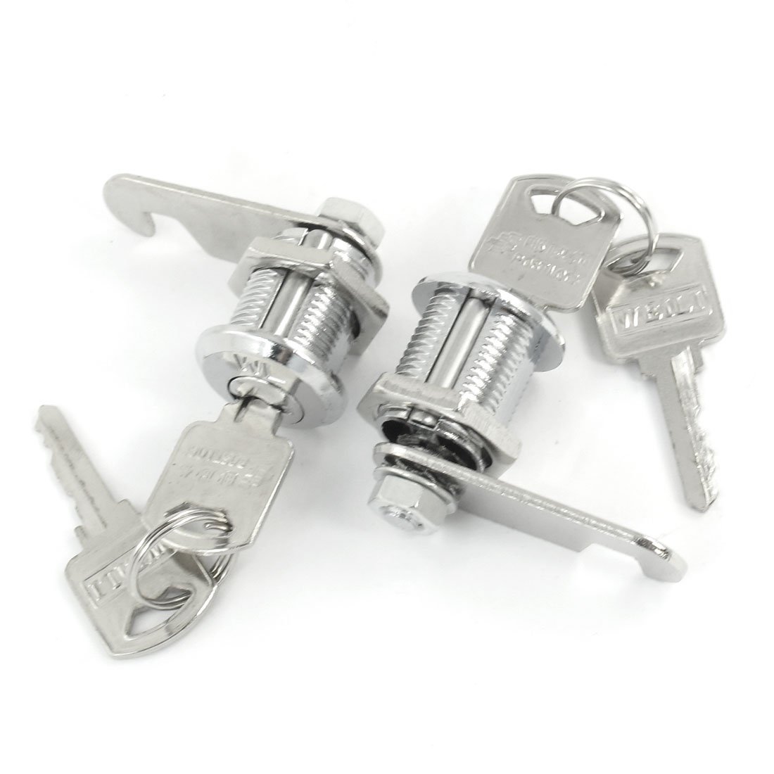 Sourcingmap 2 Pcs Tool Box Cabinet Locking 18mm Dia Thread Cylinder Cam Locks W Keys 53mm