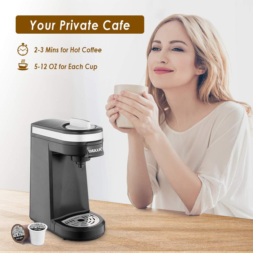 CHULUX Single Serve Coffee Maker Brewer for Single Cup Capsule with 12 Ounce Reservoir, Black: Kitchen & Dining