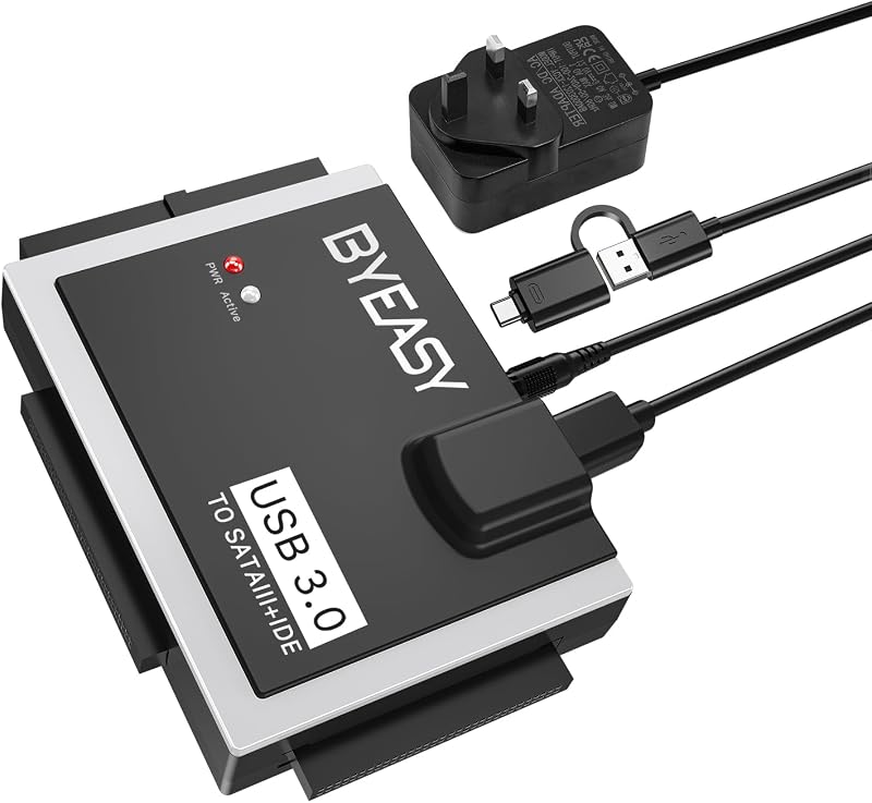BYEASY USB 3.0 Type C SATA IDE Adapter for 2.5/3.5 HDD SSD Reader 12TB Mac Win