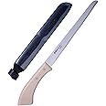 ALLEX Insulation Knife Wood Handle 8" Long Cut, Japanese Stainless Steel, Insulation & Styrofoam Cutter with Sheath, Serrated Sharp Duct Knife Tool, Made in JAPAN