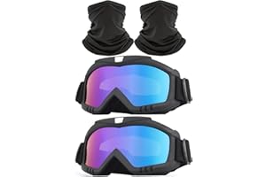 Immoono 2Pcs Dirt Bike Goggles With Neck Gaiter, Motorcycle ATV Riding Ski Racing Goggles Windproof