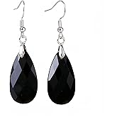 Women Natural Black Onyx Stone Earrings Boho Handmade Healing Gemstone Agate Drop Earrings Jewelry Gift for Natural Lover
