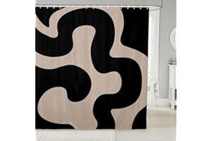 jejeloiu Black and Dark Tan Shower Curtain 72"x72" Geometry Geometric Modern Bathroom Shower Curtain Set Neutral Art Bath Curtain Abstarct Art Kids Bathroom Accessories