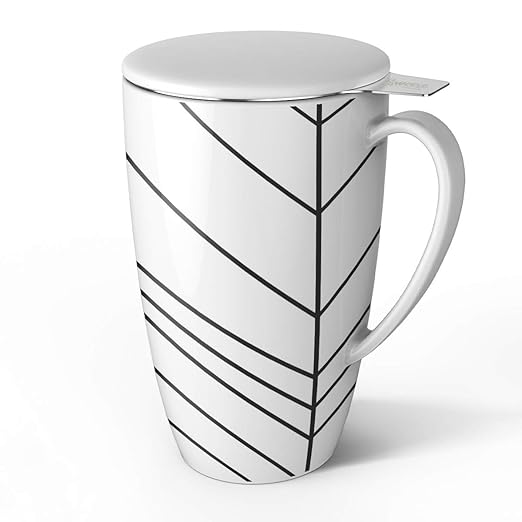 SWEESE porcelana taza de té con infusor y tapa, 15 oz.: Amazon.es ...