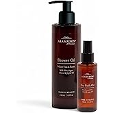 A LA MAISON Amber Collection White Tea & Rose Duo: Shower Oil - 3.3 oz Moisturizing & Fast-Absorbing Body Oil, 8.1 oz Hydrating Body Wash Alternative