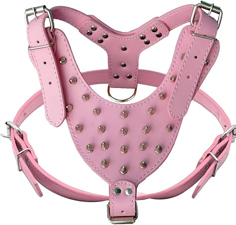 pink leather dog harness