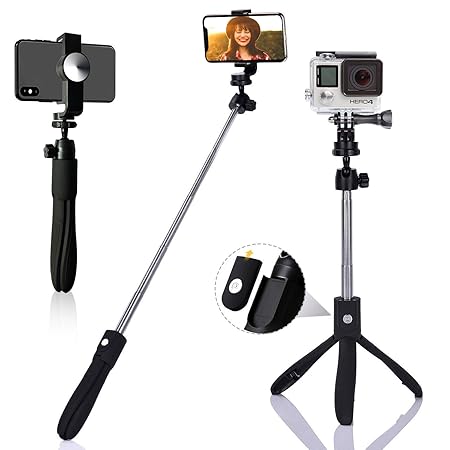 ZMZTec Bluetooth Selfie Stick Stativ, mit abziehbare Fernbedienung, kompatibel mit Samsung Galaxy iPhone Smartphone and Gopro