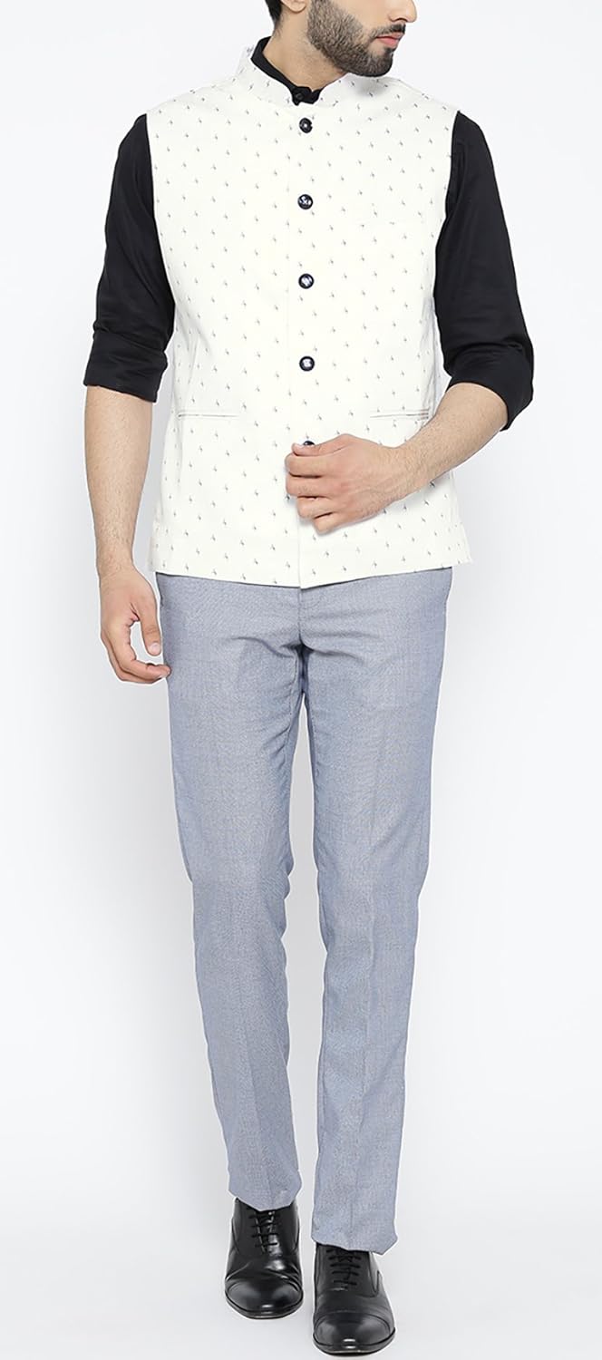 shaftesbury london men's cotton nehru jacket