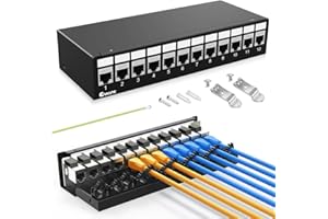 Enmane 12 Port Patch Panel CAT6 Keystone Patch Panel (EC Listed) Network for Home/Office (1U 12Port, CAT6 Shielded)