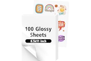 Weliu Printable Vinyl Sticker Paper for Inkjet Printer - 100 Sheets White Glossy 8.5x11 | Waterproof, Self-Adhesive, Scratch-