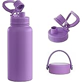 Aiivow Purple Water Bottle 32 oz Insulated Stainless Steel Sports Water Bottle with Spout & Handle Lids,Wide Mouth Water Jug for Gym,Mens,Leak Proof Keep Cold for 24 Hrs Hot for 12 Hrs