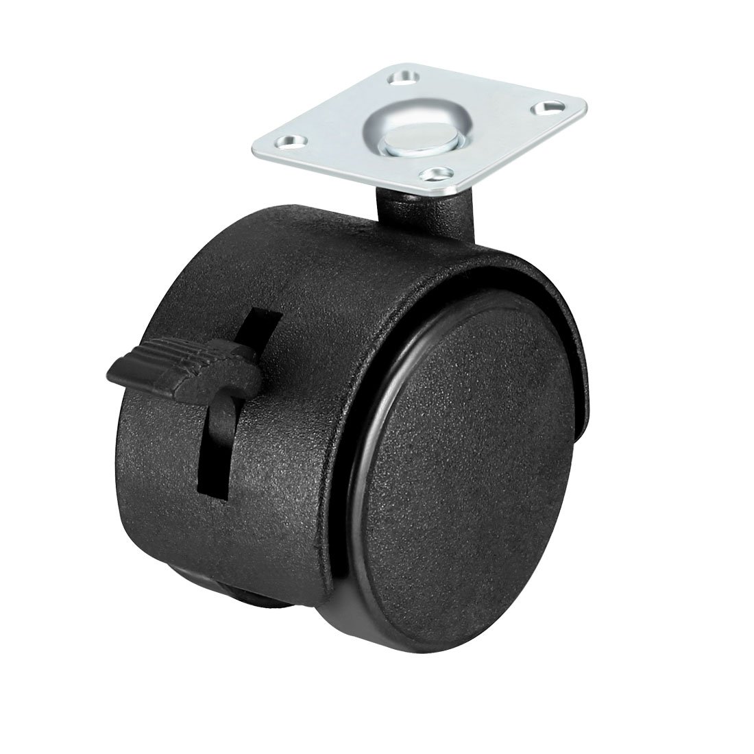 Sourcingmap Office Chair Caster Wheels 1.5" Nylon with Brake 360 Degree Top Plate 11LBS Capacity for Furniture Carts Workbench, Black, Pack of 4