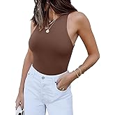 REORIA Butsmooth® Women’s Basic Sexy Sleeveless Racer Back Halter Neck Bodysuit Tank Tops