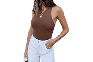 REORIA Butsmooth® Women’s Basic Sexy Sleeveless Racer Back Halter Neck Bodysuit Tank Tops