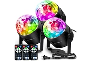 Mslitely Disco Ball with Remote Strobe Light, DJ Party Lighting for Home Room Dance Birthday Halloween Karaoke Stocking Stuffers New Years Eve Christmas Parties Decorations(3PACK)
