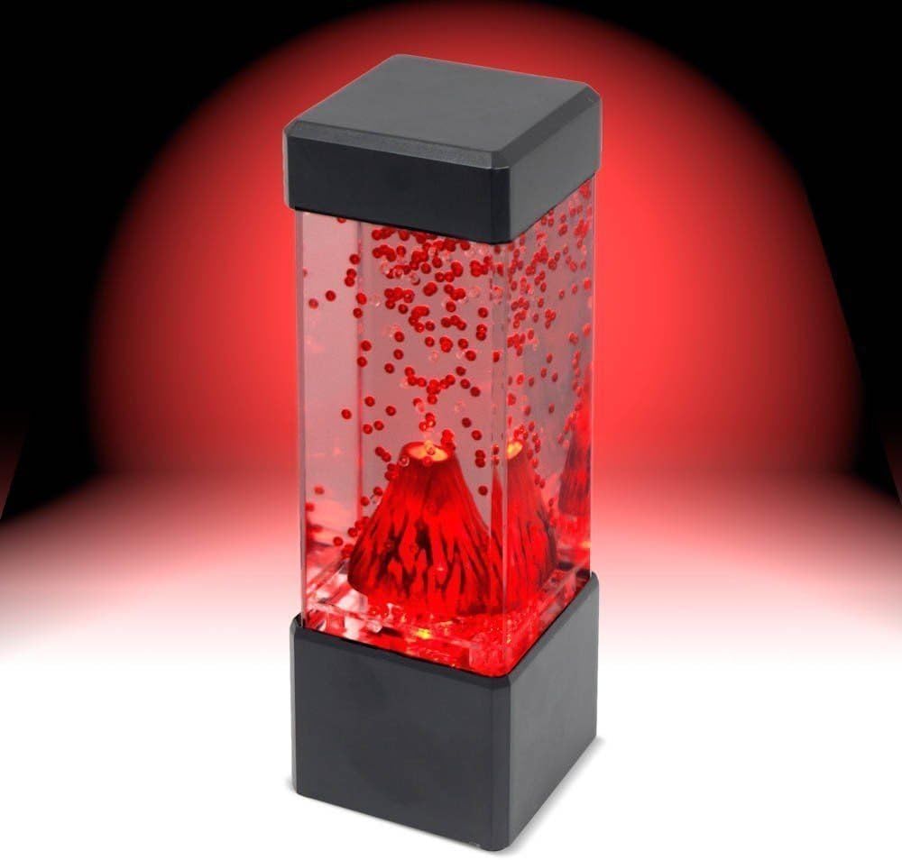 Red Lava Erupting Mini Volcano LED Lamp Mood Night Light Home Office Decor