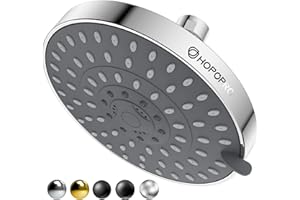 HOPOPRO 5-Mode High Pressure Shower Head - High Flow Fixed Showerheads Bathroom Rain Showerhead (6 Inch Chrome)
