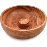 Samhita Acacia Wood Round Incense Stick Holder,Incense Burner, Ash Cather and Aromatherapy Ornament Home Décor (5