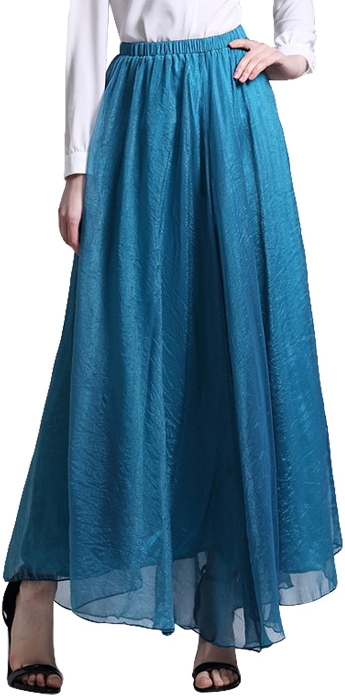 Damen Maxirock Lang Hohe Taille - A-Linie Strandrock Mit Kordelzug Sommer